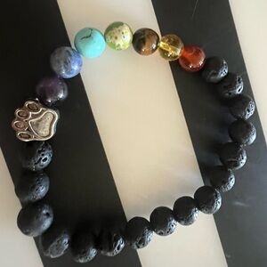 Multicolor Beaded Bracelet with Paw Charm